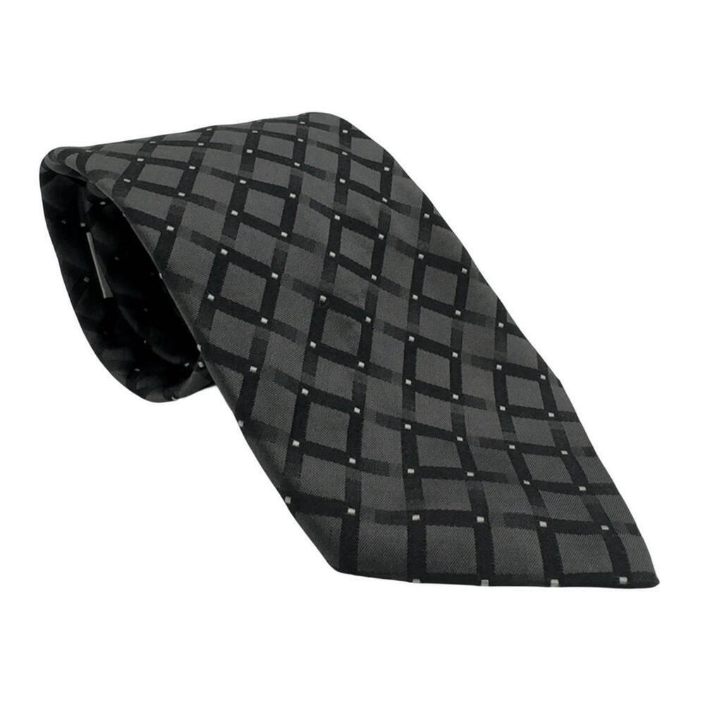 Armani Collezioni Silk Neck Tie Geometric Grey 3.5" x 57.5"